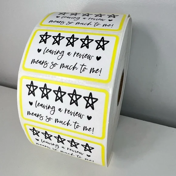 Leave a review stickers | 100 Thank you stickers  Packaging Supplies NEW - Picture 2 of 12